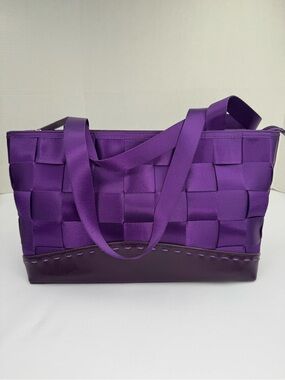Purple Woven Seatbelt Bag Shoulder Tote
